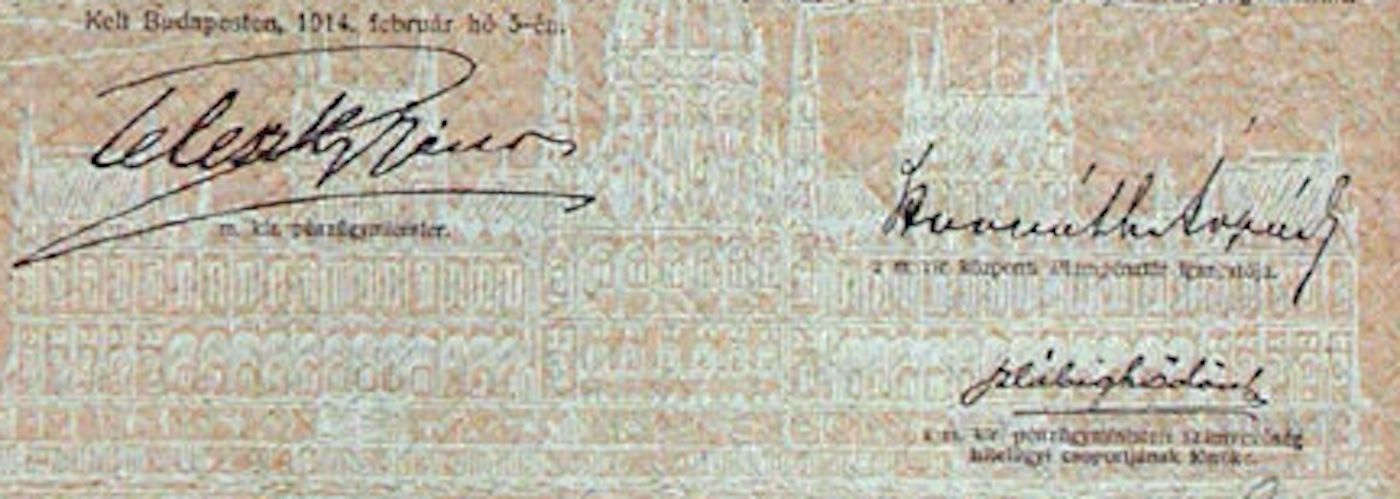Dokumente: 4,5% Königreich Ungarn, Budapest - 1914 – Gebraucht aus Solothurn von Sgasche 1