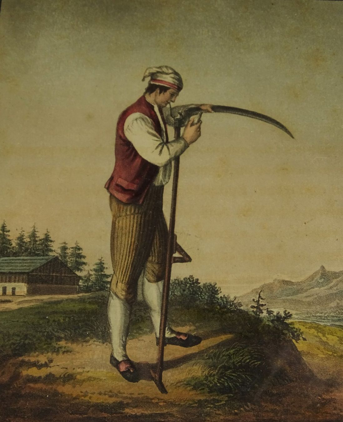 Stiche: MÄNNERTRACHT, BAUER, BERN, AQUATINTA 1822 – Gebraucht aus Grüningen von Kartensammler 2