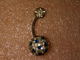 BAUCHNABEL PIERCING,,MIT ECHT KRISTALL,,GLANZIG