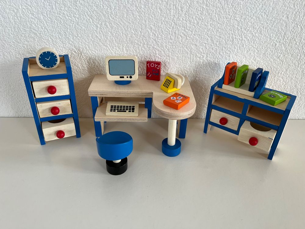 HOMOCONO Gaming Stuhl & Schreibtisch Set - Puppenhaus Möbel Im Maßstab 1:12