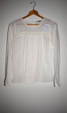 Weisse Bluse mit Spitze, Grösse S