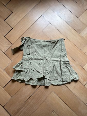 TOPSHOP - Leinenrock beige mit Volants 36