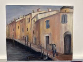 Peinture originale , 50 x 60 cm Au Bord de l’Eau