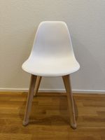 Dining chair white plastic seat light wood legs used
