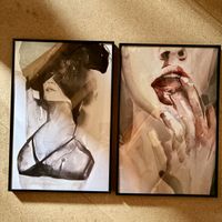 Zwei Wandbilder Kunstdrucke mit schwarzem Rahmen gebraucht