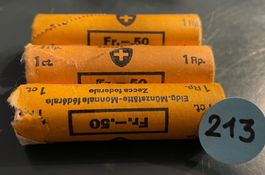 (Nr. 213) 3 Rollen 1 Räppler (3x Originalrollen à 50 Münzen)