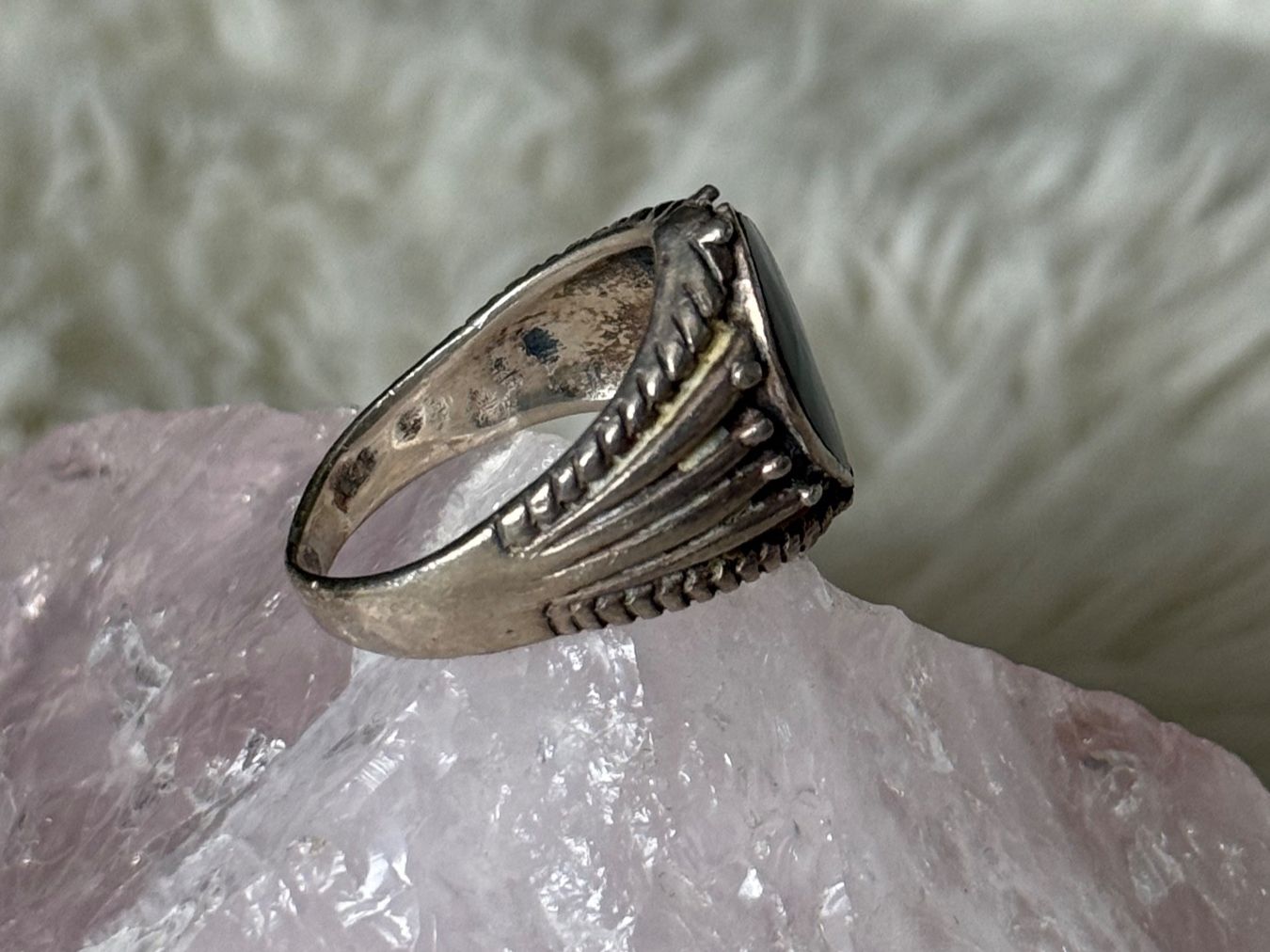 Anelli: Vintage Silberring 925 mit schwarzem Stein – Usato da Istighofen venduto da Ringparadies 1