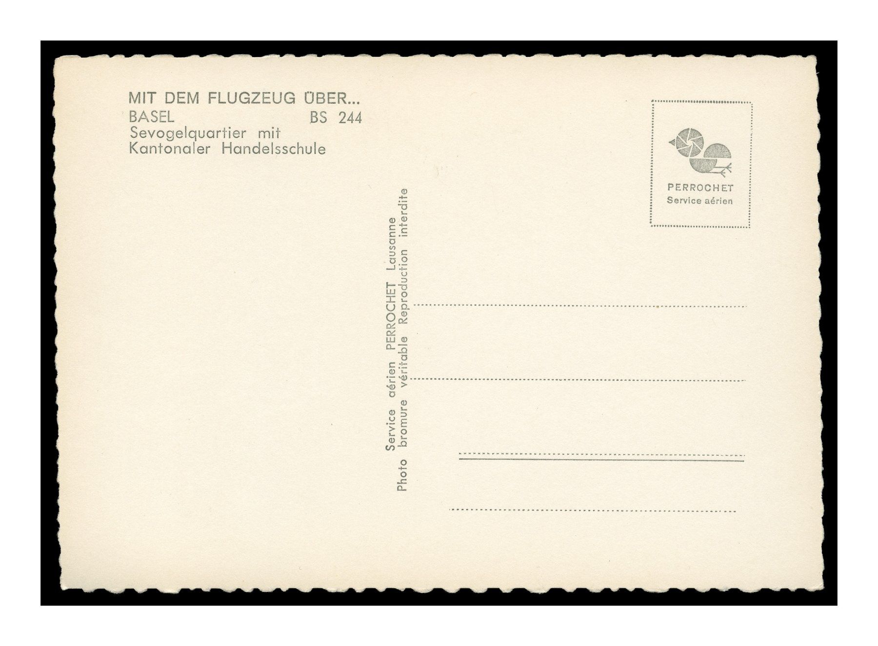 Cartoline postali: BASEL - 1960 "Sevogelquartier" Vue Aérienne – Usato da Onex venduto da gonsla01 1