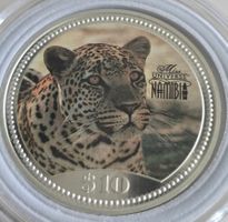 Namibia Silbermünze Miss Universe 1995 Cheetah selten!