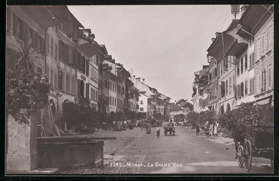Cartoline postali: AK Morat, La Grand Rue – Usato da Berlin venduto da bartko-reher