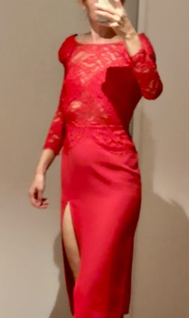 Elegantes Elisabetta Franchi Kleid rot Spitze
