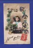 ENFANT - Jeune fille et trèfles - Porte Bonheur