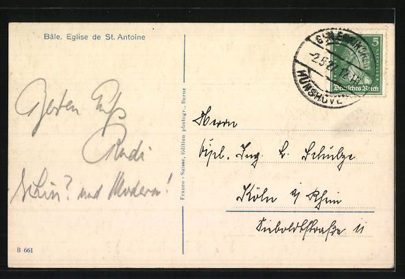Cartoline postali: Basel, St. Antoniuskirche mit Pfarrhaus – Usato da Berlin venduto da bartko-reher 1