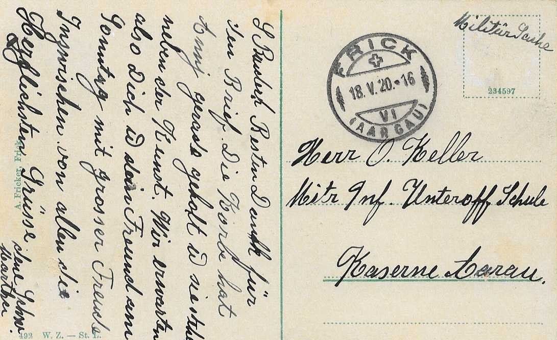 Cartoline postali: AK FRICK BAHN BAHNHOF 1920 – Usato da Schlossrued venduto da Aronliam 1