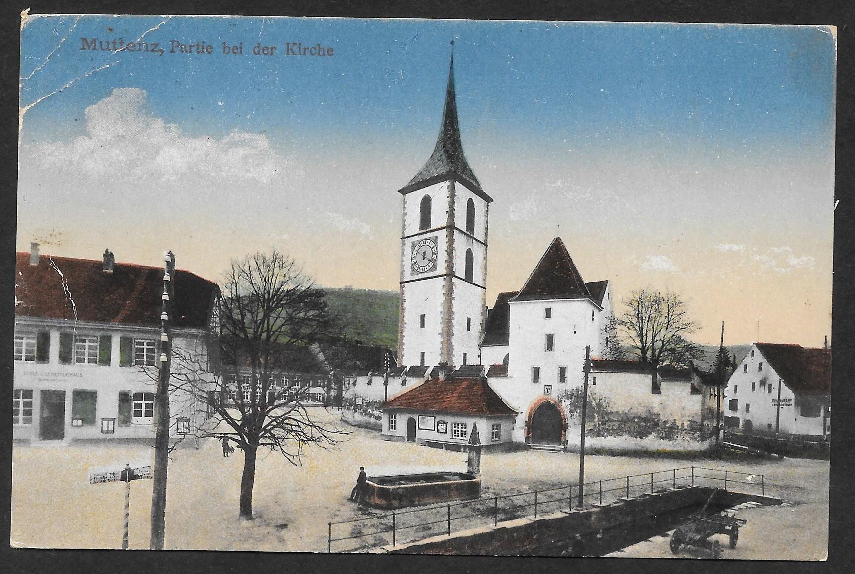 Ansichtskarten: Muttenz Partie bei der Kirche – Gebraucht aus Olten von clotaldi
