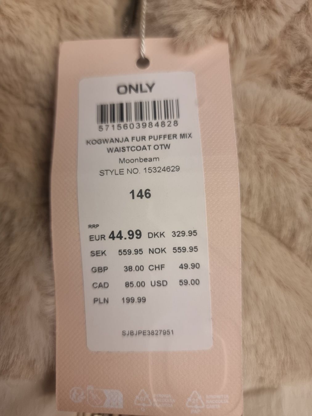 Only Sonstige Mädchenkleider: Weste mit Kunstpelzeinsatz Beige neu – Neu und originalverpackt aus Gunzwil von daryl090496 3