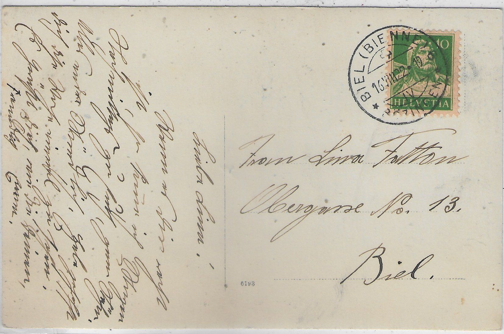 Cartoline postali: Bözingen-Biel - Hauptstrasse - Handlung Baumann – Usato da Ettingen venduto da Kartenplanet 1