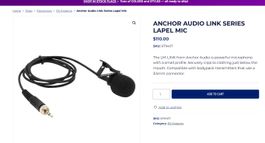 Anchor Audio Link lavalier Lapel Microphone locking 3.5 mm