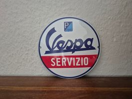 Emailschild Vespa Servizio Roller Logo Italy Emaille Schild