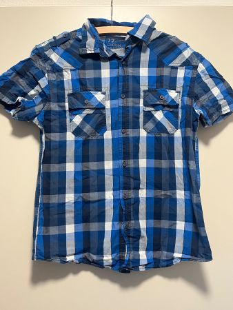 Hemd CH Denim Roughgear Blau Kariert Kurzarm Grösse M