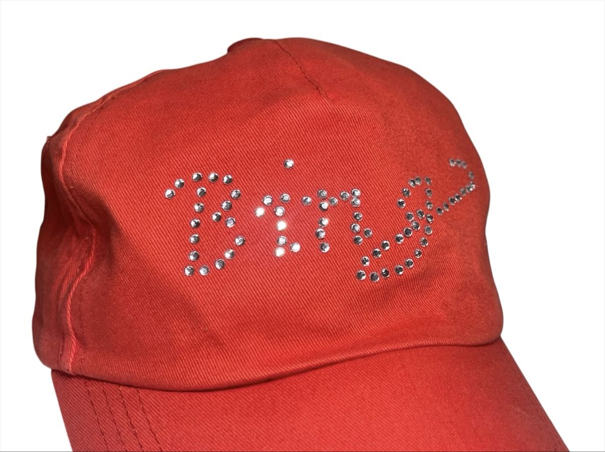 Copricapi, berretti & cappellini: Kappe Damen, rot mit Strass "Bingo" - Gr. 57, Baumwolle – Usato da Luzern venduto da woti-shop 2