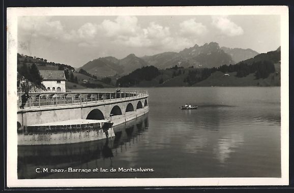 Cartoline postali: Châtel-sur-Montsalvens, Lac de Montsalv – Usato da Berlin venduto da bartko-reher