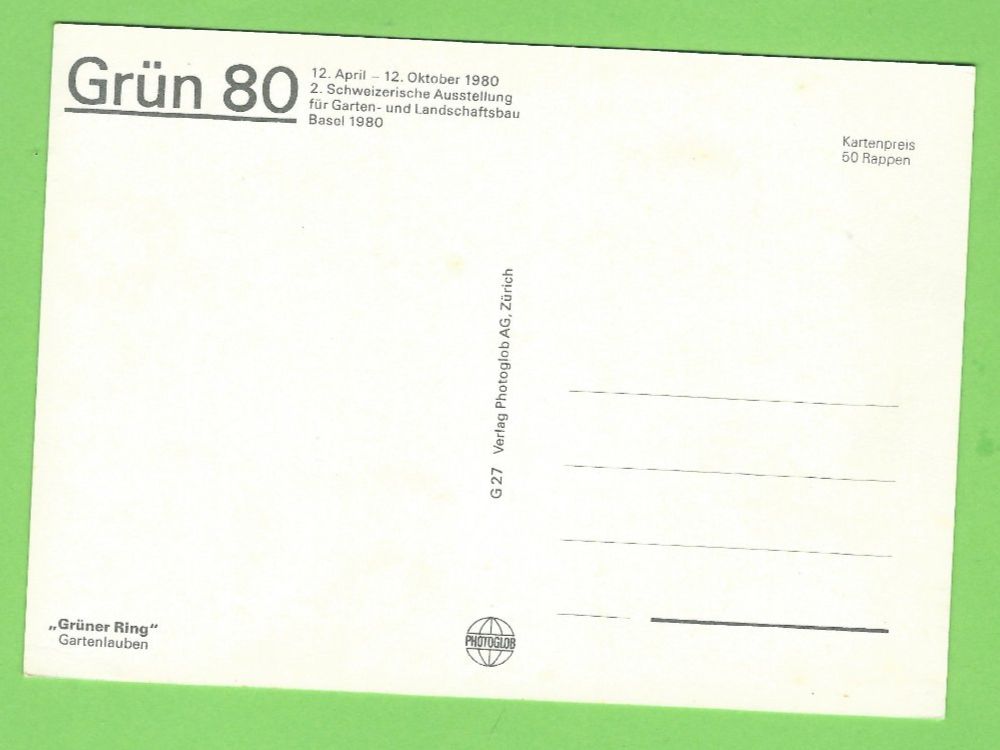 Cartoline postali: Grün 80 Basel – Usato da Zürich venduto da t24_de 1