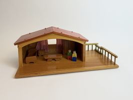 Antonio Vitali : Vintage Holz-Chalet/Puppenhaus mit Möbeln
