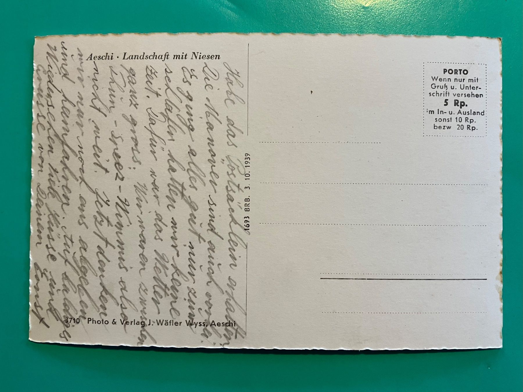 Cartoline postali: Aeschi mit Niesen, Dorflandschaft mit Kirche – Usato da Bauma venduto da Baumer71 1