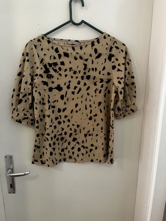 Schicke H&M Bluse Grösse 38 Leopardenmuster Beige Braun Top
