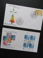 2 FDC 14.3.1986 UN 4er Block Serie Ordinaire + Development