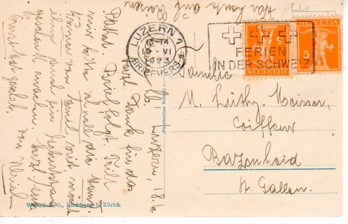 Cartes postales: Luzern 1923 – D'occasion à Wolhusen par Curver9 1