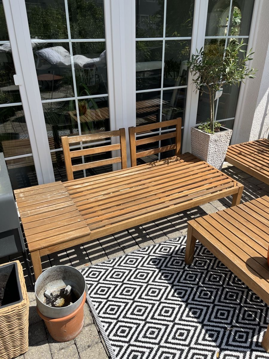 Set di tavolo e panche: Gartenlounge Set Holz inkl. Auflagen – Usato da Schaffhausen venduto da juf_98r9 1