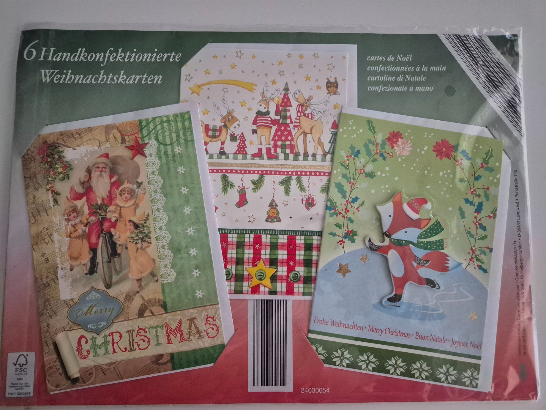 Cartoline: 6 Handkonfektionierte Weihnachtskarten (Neu) – Nuovo e nell'imballaggio originale da Zürich venduto da pau_y8mv
