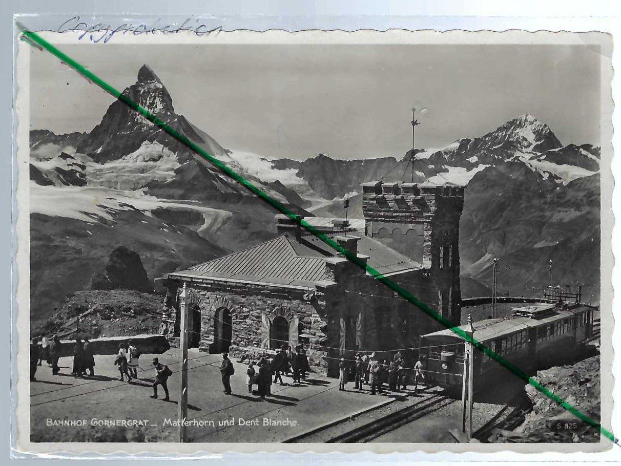 Cartoline postali: Gornergrat. Bahnhof. Matterhorn. Dent Blanche. Rowanzug. – Usato da Horw venduto da SwissSteamMemories