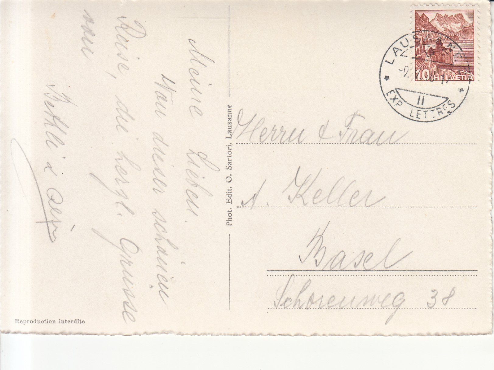 Ansichtskarten: Lausanne 1948 – Gebraucht aus Bürglen TG von StampGraf 1