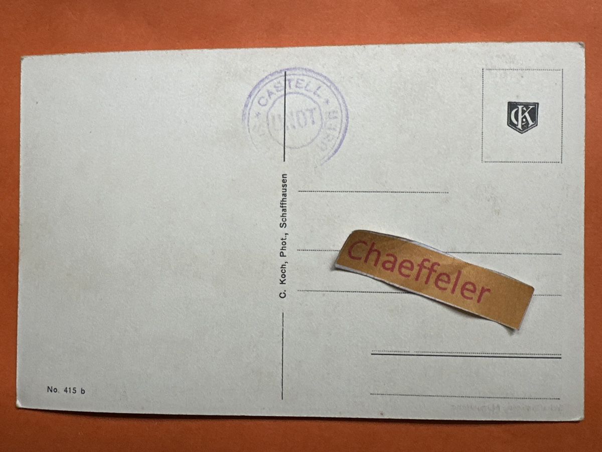 Cartoline postali: Schaffhausen, Mootzinne – Usato da Zürich venduto da Chaeffeler 1