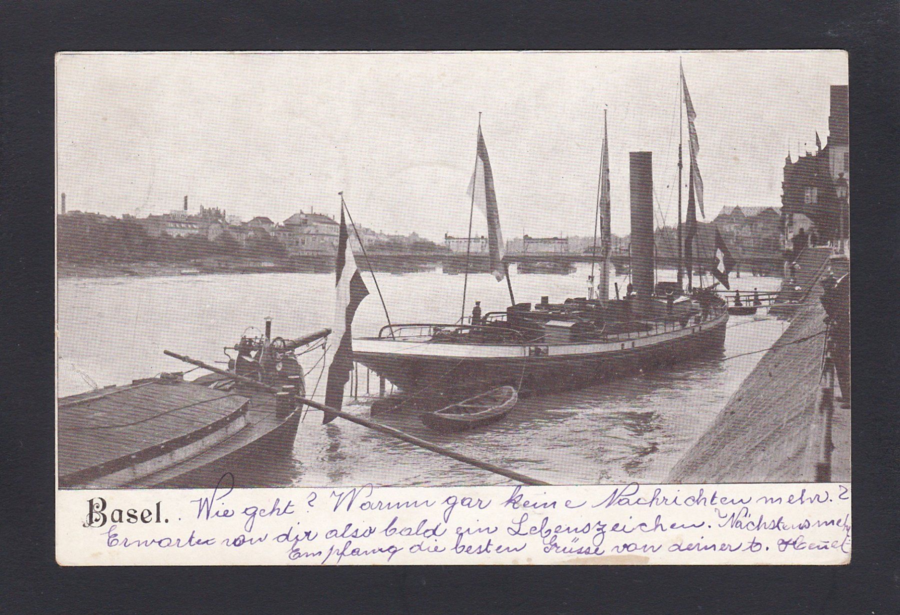 Cartoline postali: BASEL - Rheindampfer, 1906, Rhein-Schifffahrt – Usato da Reiden venduto da cinfis