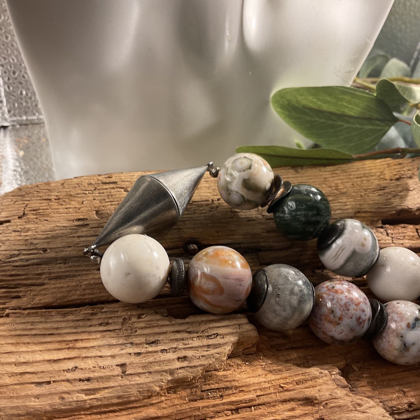 Ketten: Schönes Jaspis Collier mit grossem Silberverschluss – Gebraucht aus luzern von Alpendorf1 2