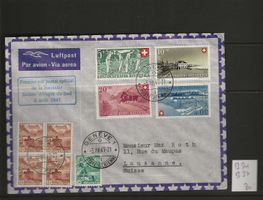 enveloppe B34-B37 1er vol Zurich-Afrique du Sud 1947