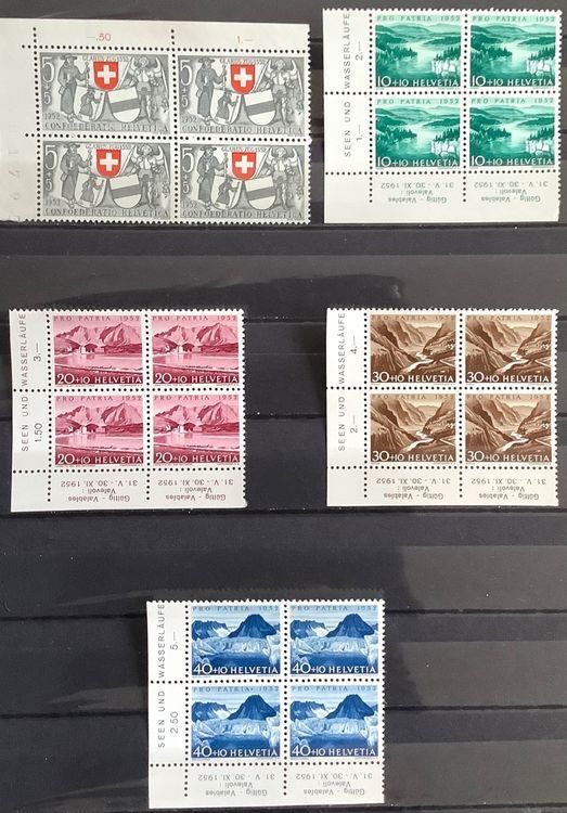 Tutti i francobolli: 1952 Pro Patria Viererblöcke Satz mit  Eckrand ** – Nuovo (secondo la descrizione) da Liestal venduto da Skunk02