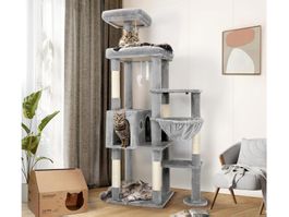 Kratzbaum Kletterbaum Katzenbaum 167cm Katzenhaus hellgrau