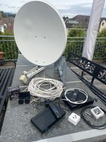 Satellitenschüssel Set mit Receivern, Kabeln, 24/7 nutzbar