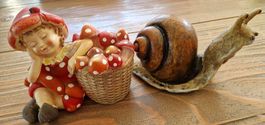 Gartendecor, Pilz/Schnecke, 2 Figuren, Höhe 11cm
