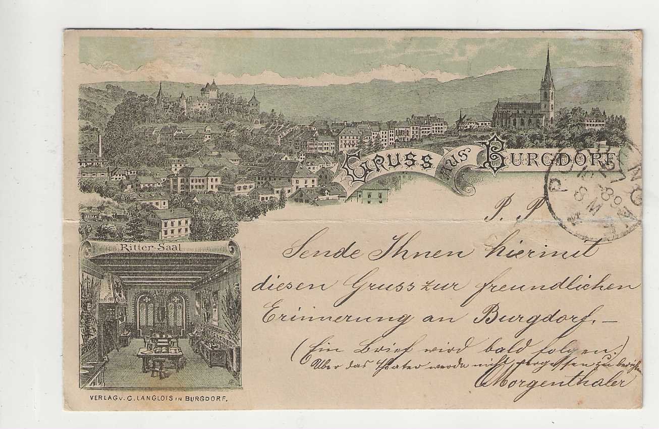 Cartoline postali: Burgdorf, Litho, 1889 – Usato da Spiez venduto da Niesen20