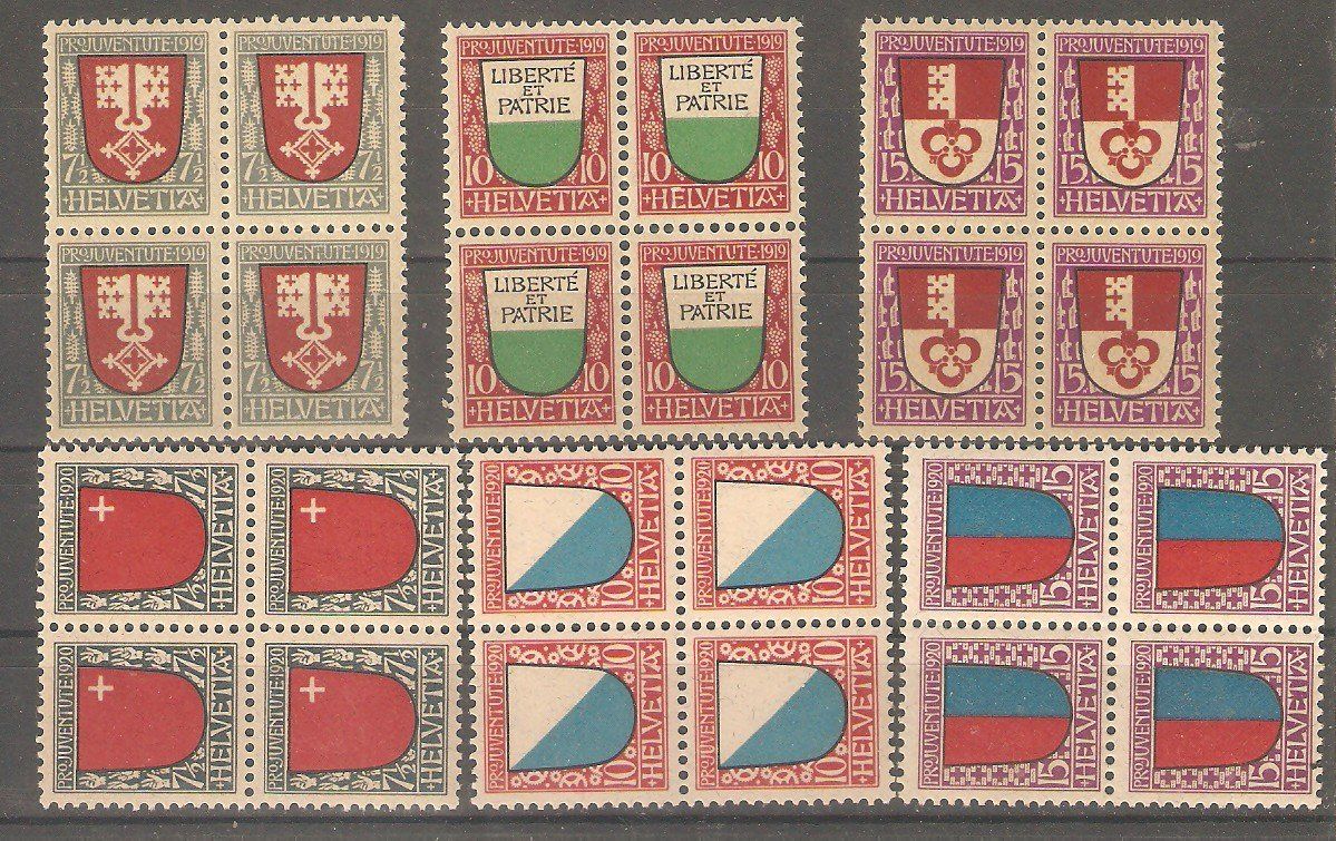 Tutti i francobolli: PJ 1919 + 1920 B/4  ** – Usato da Lausanne venduto da Whorvath