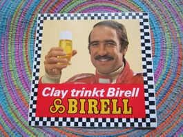 CLAY REGAZZONI TRINKT BIRELL ANTIKER AUFKLEBER