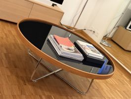 Interio Designer Couchtisch, Rund, Glas, Holz, Metall, 100cm