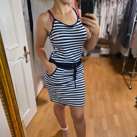 Sommerliches Streifenkleid mit Taschen, Grösse 38/40