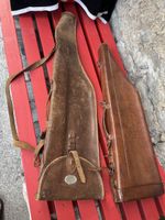 2 alte Leder Gewehr Koffer mit Trageriemen